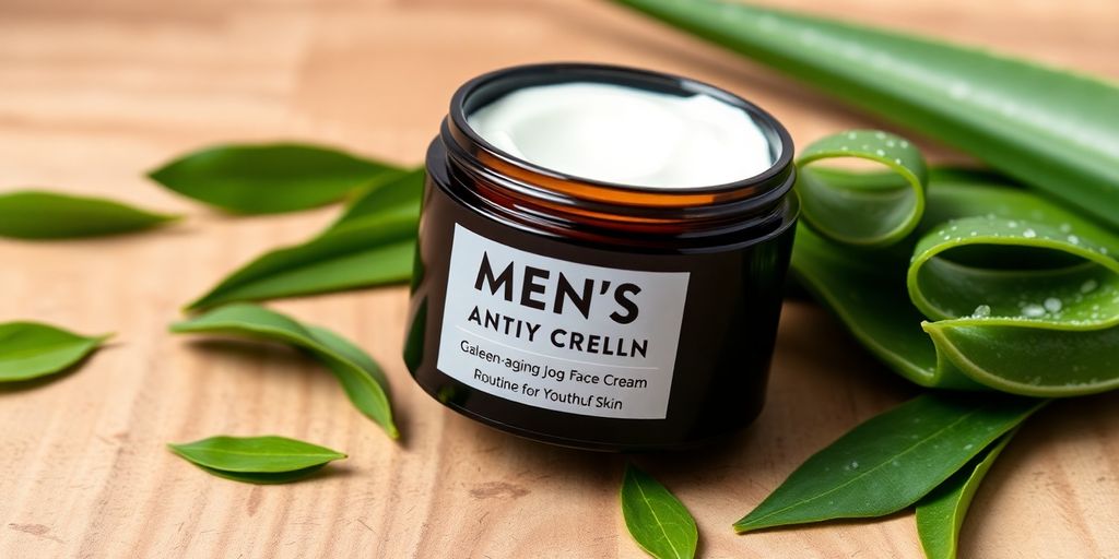 Men's anti-aging face cream with natural ingredients.