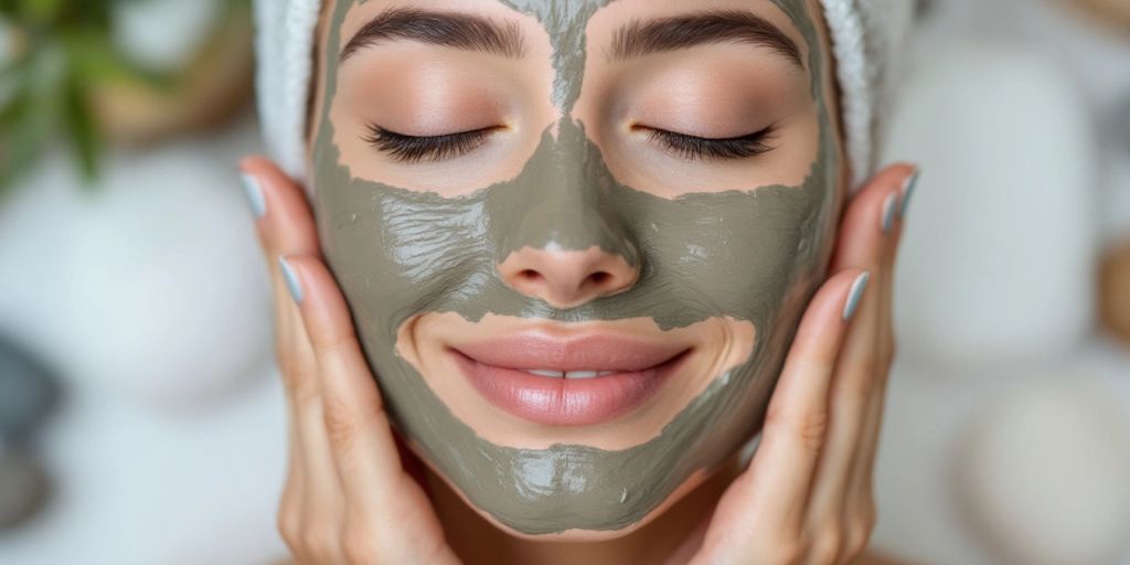 Person applying Dead Sea mud mask for glowing skin.