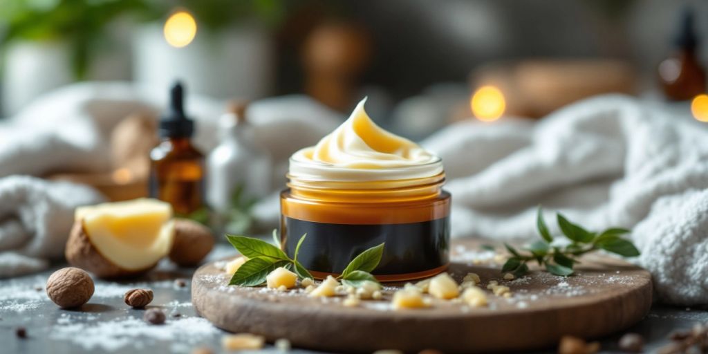 Jar of tallow night cream with natural ingredients.