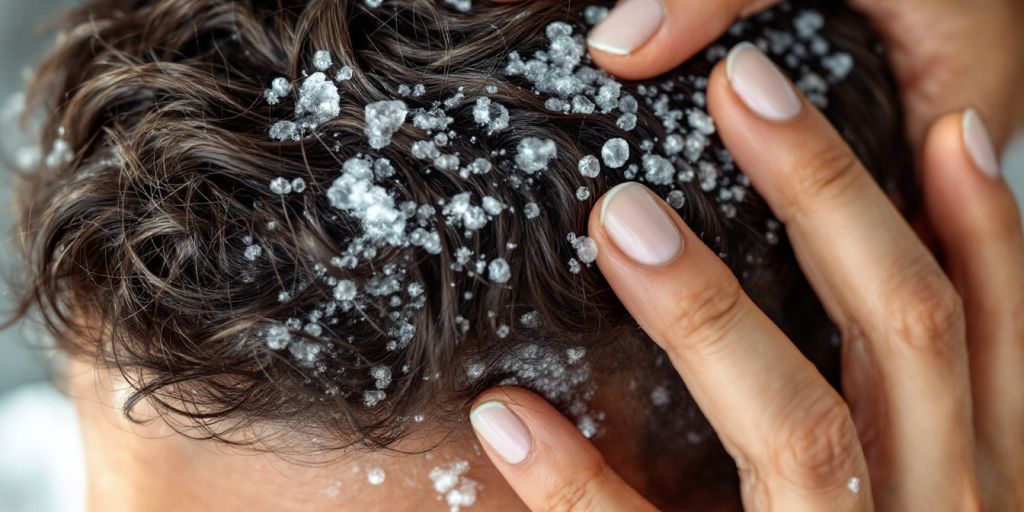 Man applying peptide shampoo to his scalp.