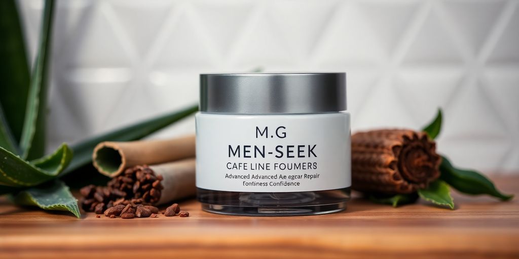 Men's advanced age repair cream with natural ingredients.