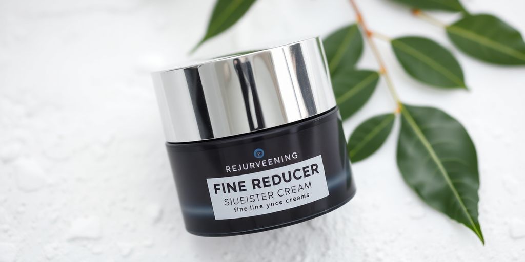 Men's fine line reducer cream on a textured surface.