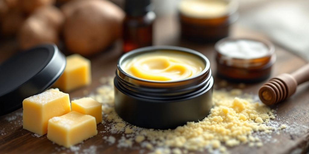 Tallow night balm in a jar with natural ingredients.