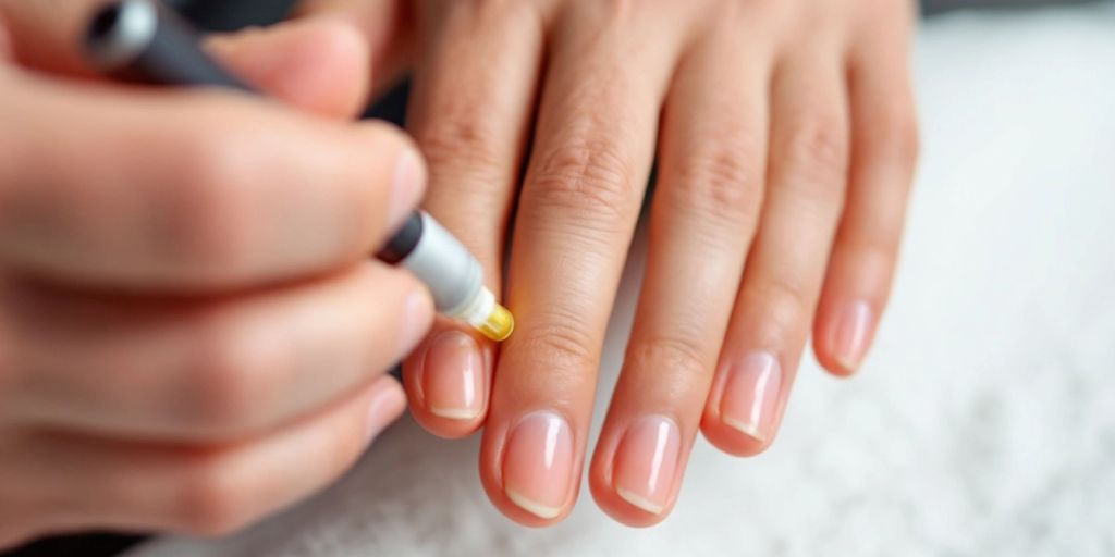 Man applying tallow cuticle oil to healthy nails.